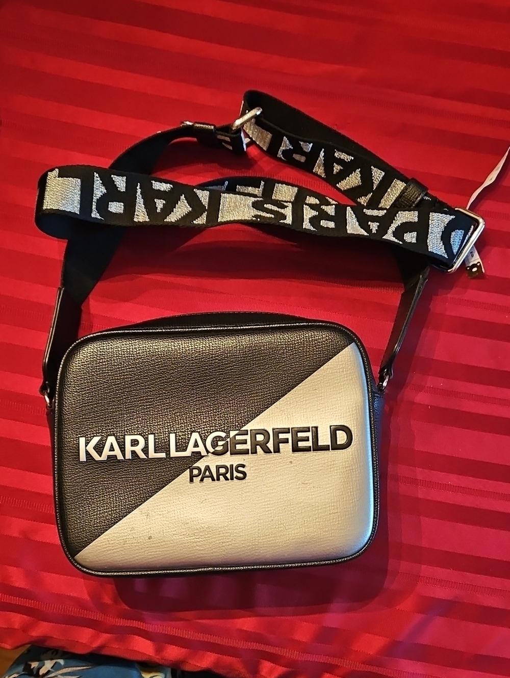 Karl Lagerfeld Black & White Logo Crossbody Bag